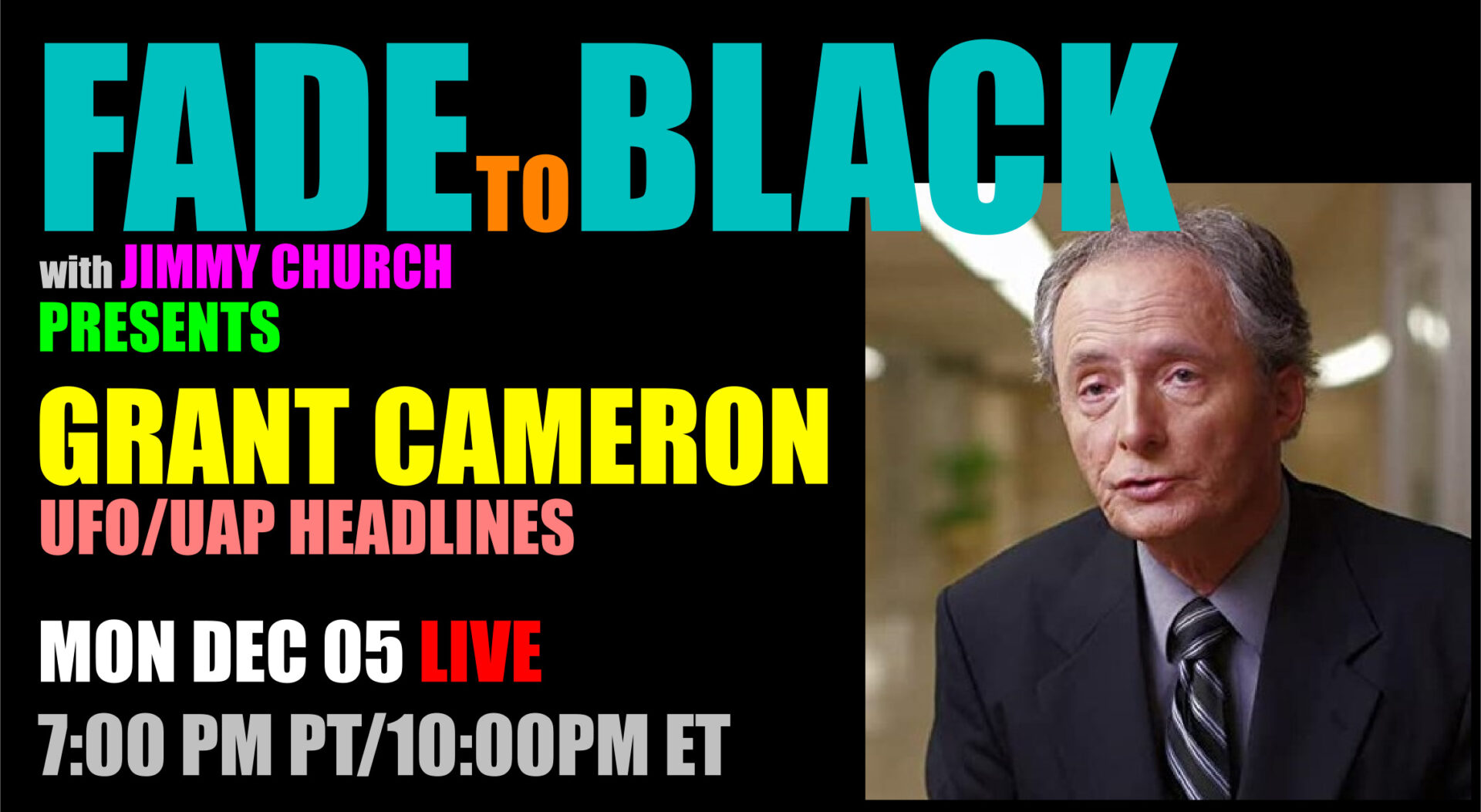 Fade To Black - Grant Cameron - December 5th